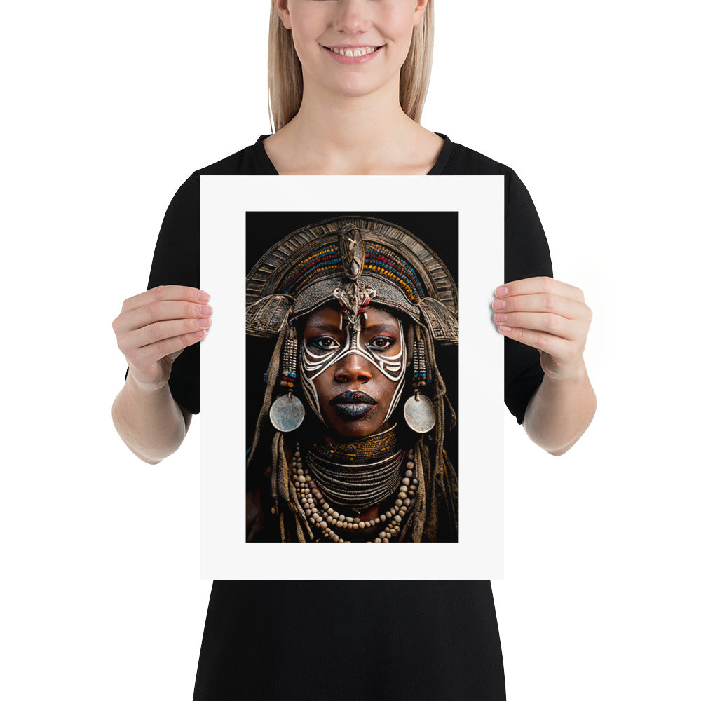 African beauty with headdress and beads